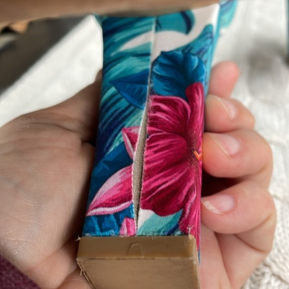 Women’s sz 7 shoedazzle Natalia 5” heels tropical platform chunk crossed strap - Picture 12 of 14